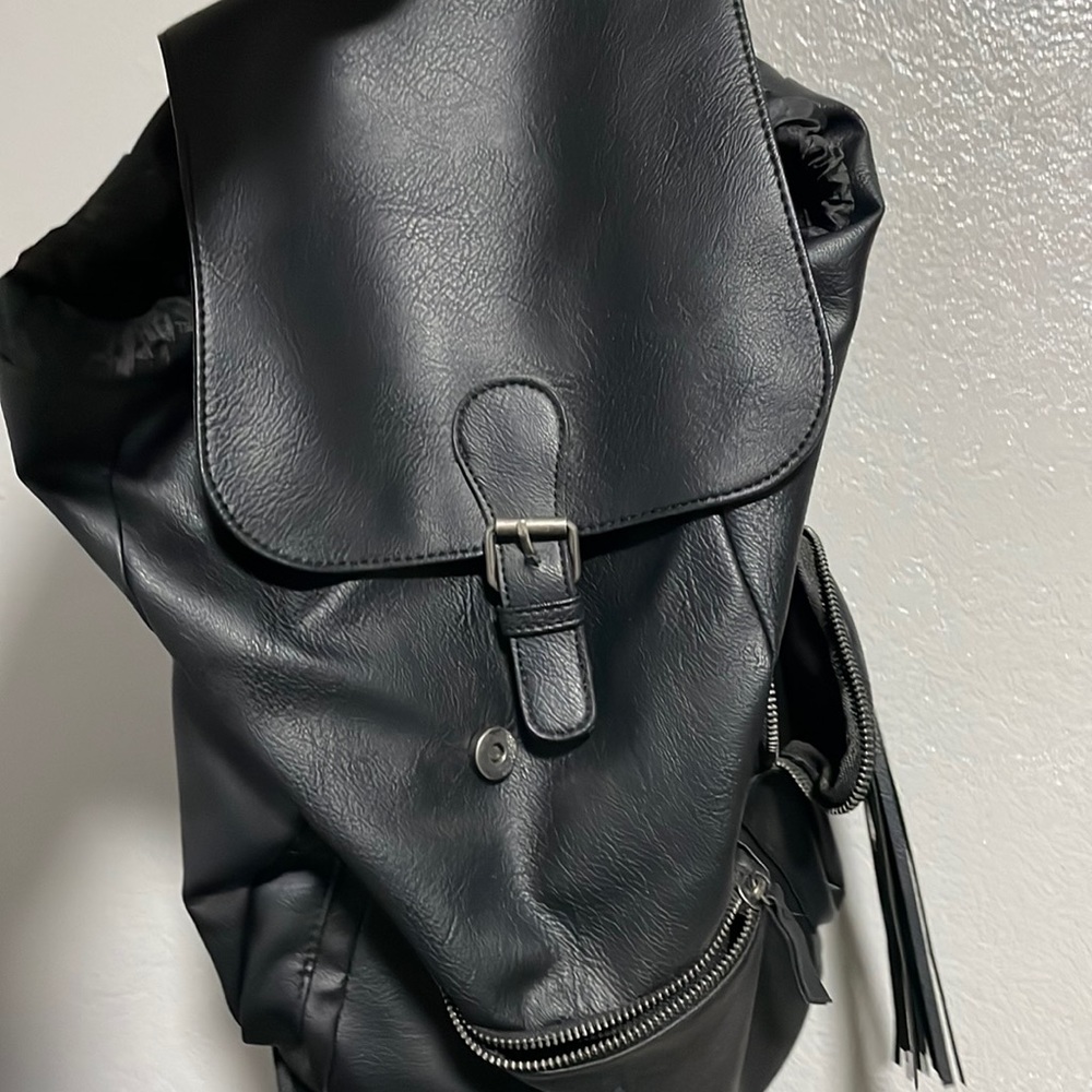 Black Leather Backpack